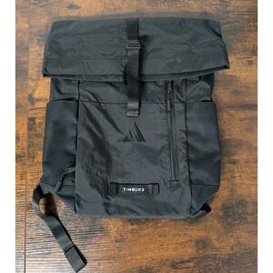 TIMBUK2 Backpack Tuck Pack Black Nylon Roll Top Travel Computer Bag
